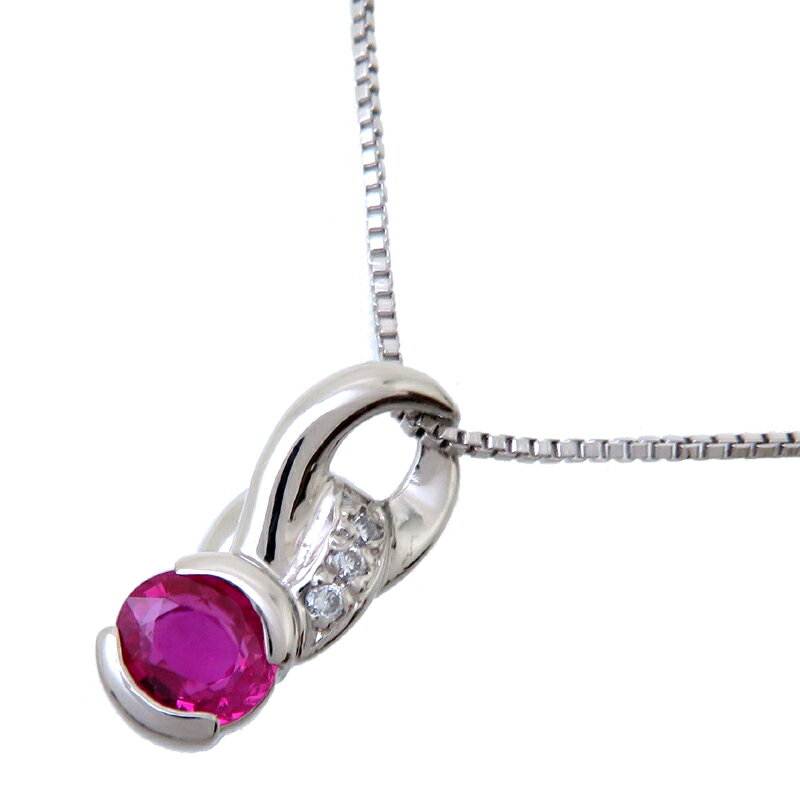 【銀座店】 ノンブランド Pt850 0.50ct ルビー ダイヤモンド レディース ネックレス Pt850プラチナ DH83476【大黒屋質店出品】 【中古】【送料無料】【店頭受取対応商品】