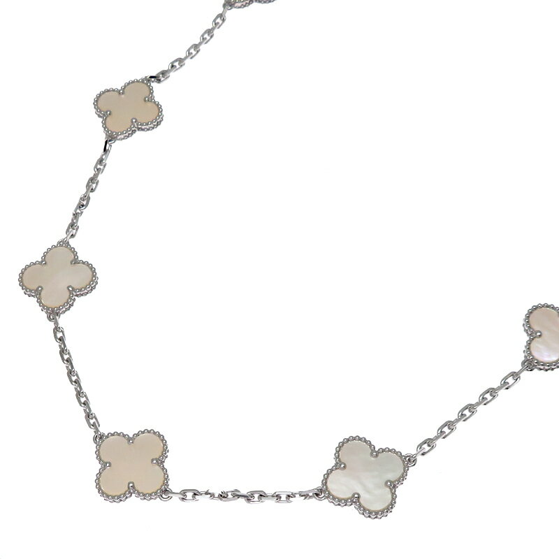 【銀座店】 ヴァンクリーフ＆アーペル ヴィンテージ アルハンブラ 10モチーフ レディース ネックレス VCARF48500 750ホワイトゴールド DH87789【大黒屋質店出品】 【中古】【送料無料】【店頭受取対応商品】のサムネイル