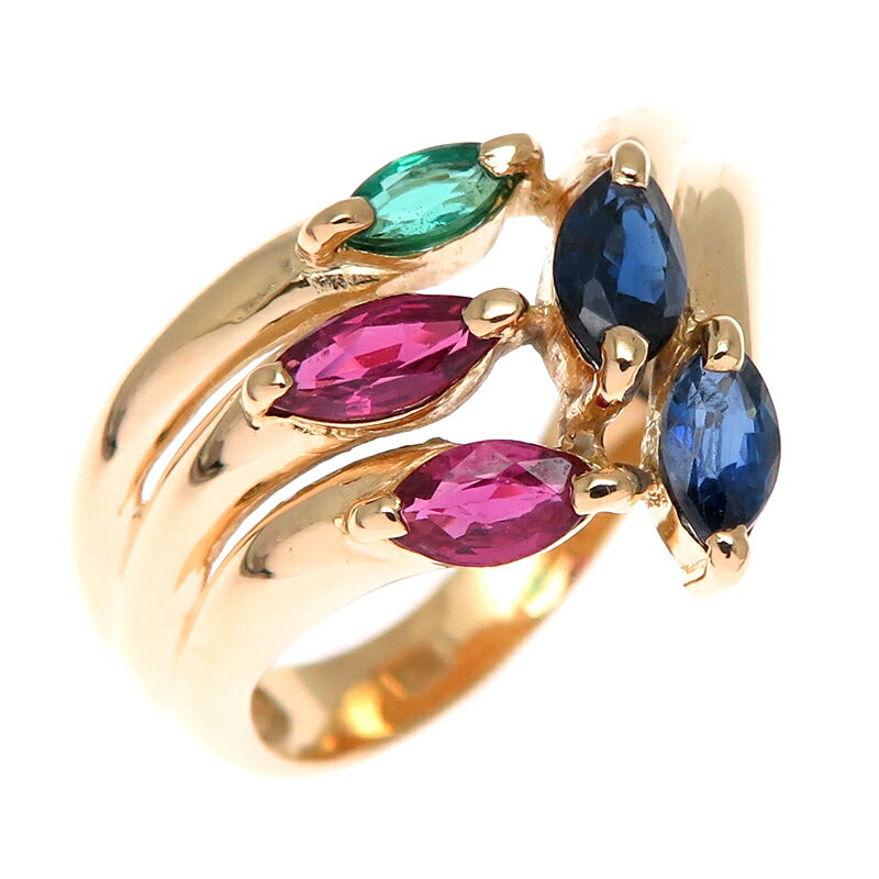 【銀座店】 ノンブランド マルチカラー レディース リング・指輪 K18イエローゴールド 11号 DH87821【大黒屋質店出品】 【中古】【送料無料】【店頭受取対応商品】