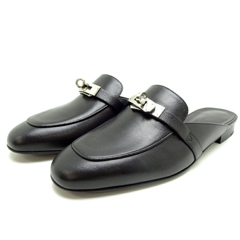 【飯能本店】 エルメス ミュール 《オズ》 ＃36 1/2 約23.5cm レディース ミュール シェーヴル ノワー..