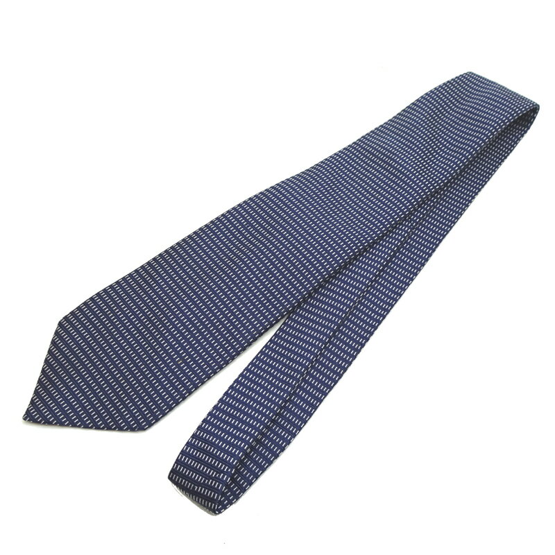 【飯能本店】 ブルガリ メンズ ネクタイ シルク ネイビー系 DH89577【大黒屋質店出品】 【中古】【送料無料】【店頭受取対応商品】
