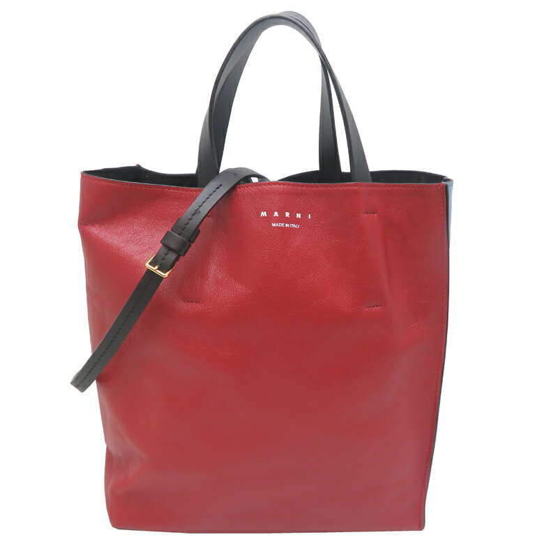 【飯能本店】 マルニ ミュゼオ スモール レディース トートバッグ SHMP0018U1 P2644 レザー レッド系 DH89859【大黒屋質店出品】 【中古】【送料無料】【店頭受取対応商品】