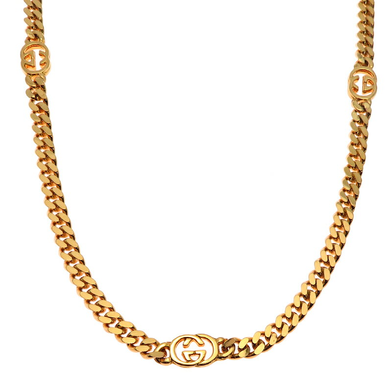 【飯能本店】 グッチ インター ロッキング G ステーション レディース ネックレス GP DH90 ...