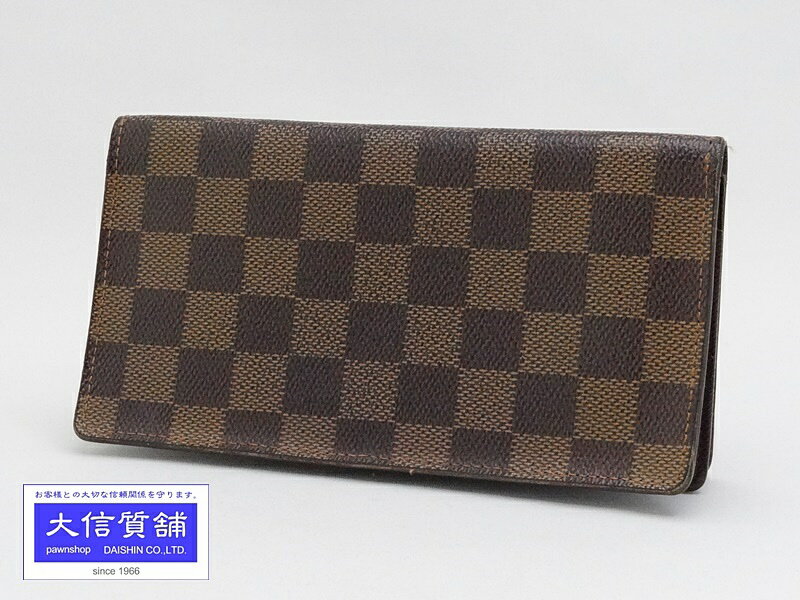 極美品 LOUIS VUITTON ルイヴィトン ポルト カルト クレディ 長財布 N60825 ダミエライン PVC ブラウン 中古 4c075315 LOUIS VUITTON（ルイ・ヴィトン） モノグラム ポルトカルト クレディ