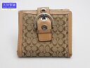 COACH コーチ シグネチャー 二つ折り Wホック財布 バックルモチーフ ブラウン 中古C【中古】【大信質舗】【質屋出店】管理番号:A-6784
