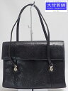 リザード ハンドバッグ ブラック 中古B【中古】【大信質舗】【質屋出店】管理番号:A-6903