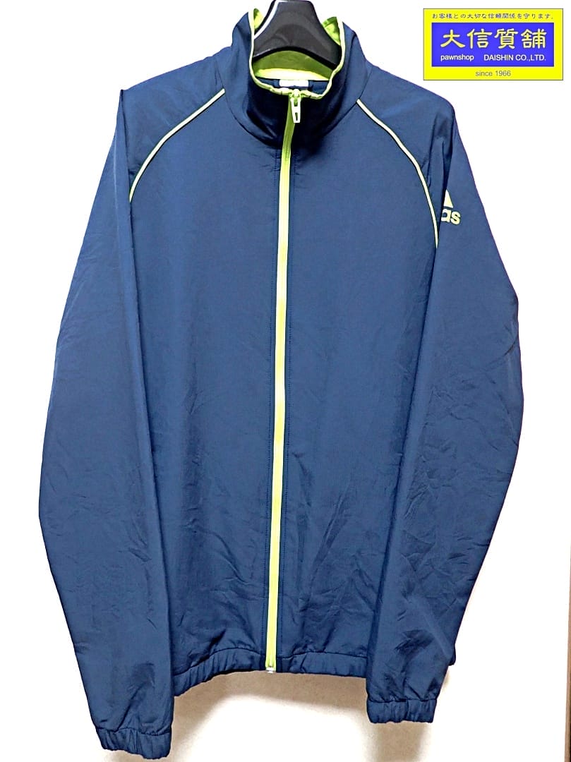 ADIDAS アディダスエッセンシャルズ ベーシック ウーブン ジャケット AP3919 L ネイビー ロゴプリント 中古B+【中古】【大信質舗】【質屋出店】管理番号：A-7930