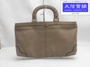 GOLD PFEIL ゴールドファイル レザー ハンドバッグ グレーベージュ 中古B【中古】【大信質舗】【質屋出店】管理番号:A-6740(4)