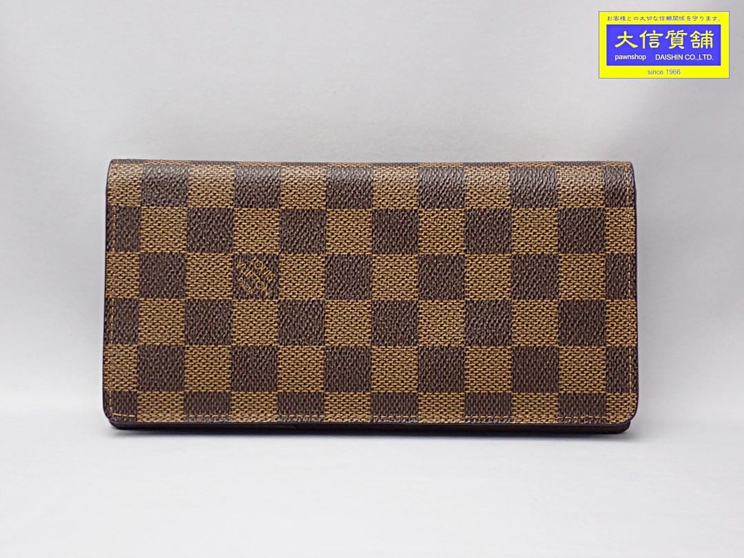 LOUIS VUITTON ルイ ヴィトン ダミエ エベヌ ポルトフォイユ ブラザ N60017 二つ折り長財布 SP1087 中古B 【中古】【大信質舗】【質屋出店】管理番号：A-8411