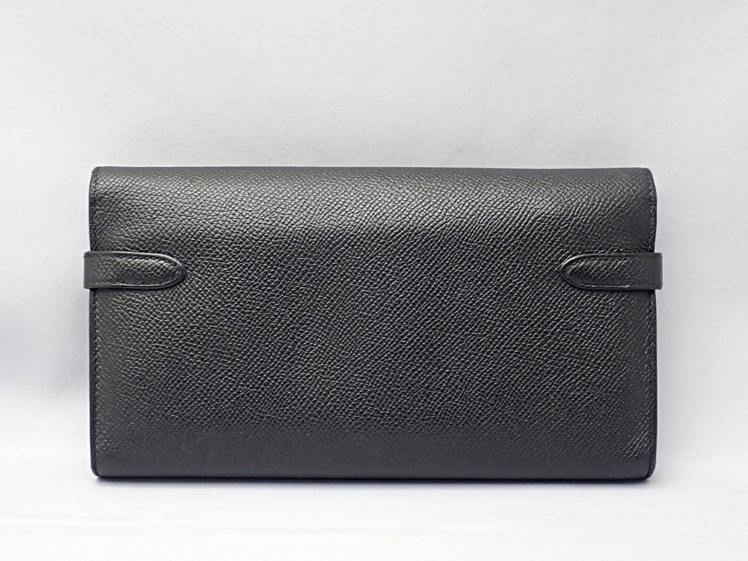 HERMES エルメス ケリー ウォレット 長財布 C刻 黒 ゴールド金具 中古B+【中古】【...
