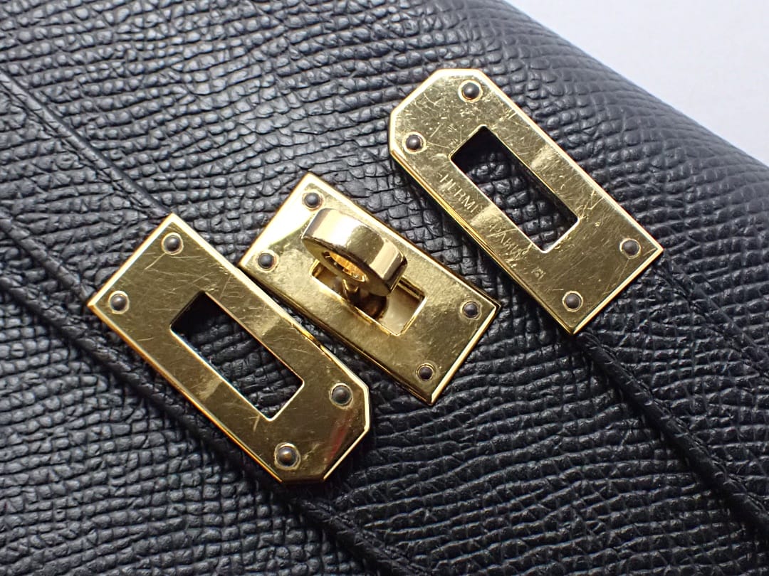 HERMES エルメス ケリー ウォレット 長財布 C刻 黒 ゴールド金具 中古B+【中古】【...