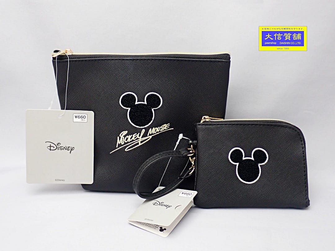 DISNEY ディズニー ミッキー マチ付き ポーチ パスケース 計2点 新品【中古】【大信質舗】【質屋出店】..