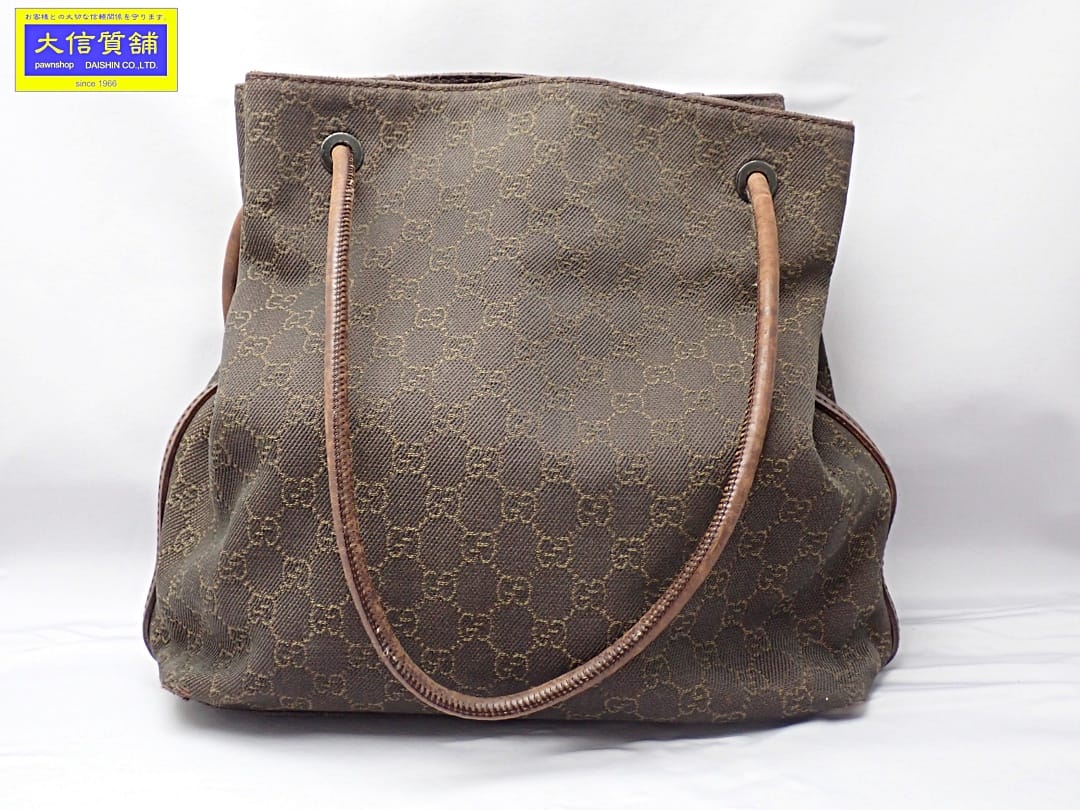 GUCCI グッチ GG柄 トートバッグ 101341 001998 ショルダーバッグ ブラウン 中古B-【中古】【大信質舗】【質屋出店】管理番号：A-8948