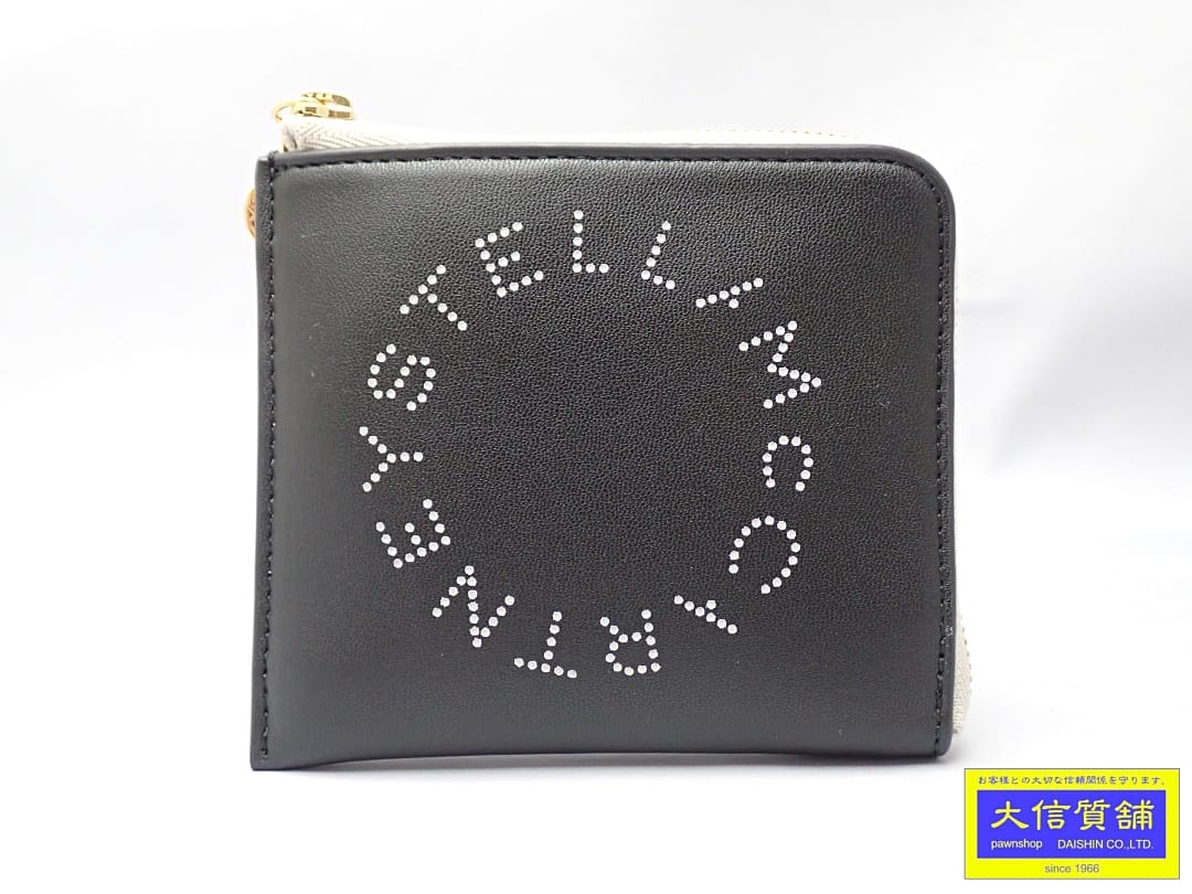 Rakuten - STELLA MCCARTNEY ステラマッカートニー ジッパーウォレット カードケース 700253 W8856 1000 ブラック ライトグレー 中古A+【中古】【大信質舗】【質屋出店】管理番号：A-8974
