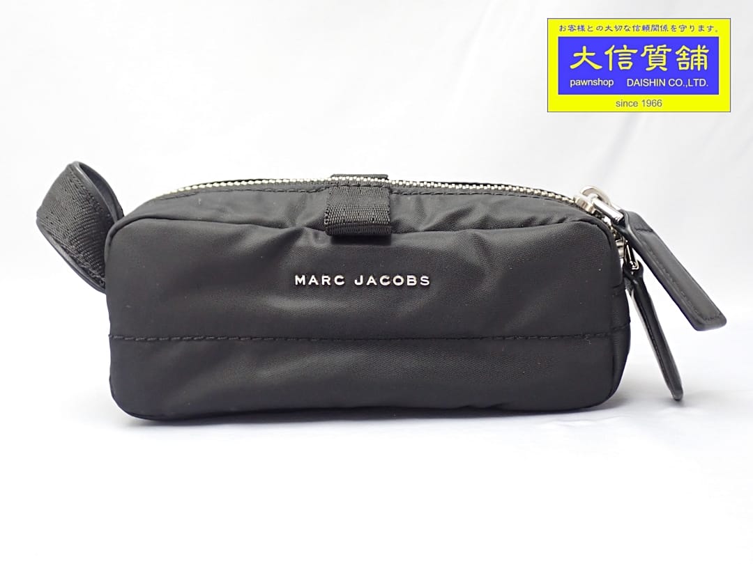MARC JACOBS マークジェイコブス ポリエステル キャンバス コスメ ポーチ M0008151 ブラック 中古A-【中古】【大信質舗】【質屋出店】管理番号：A-9115
