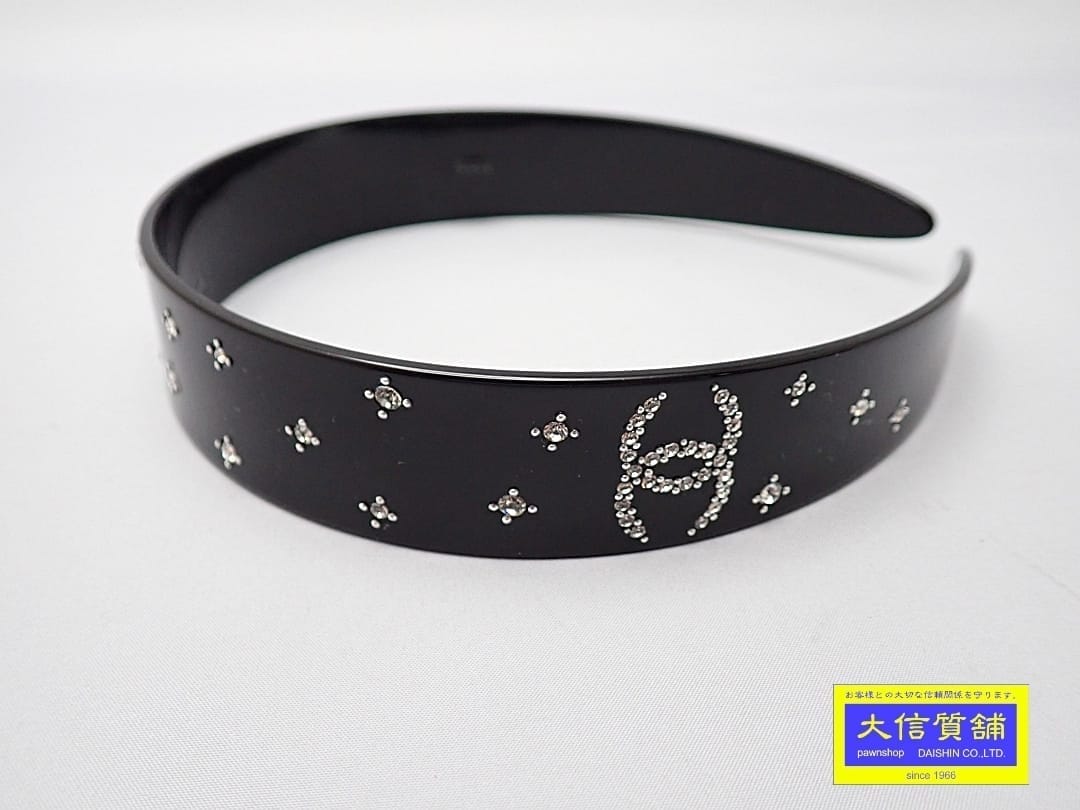 乐天商城 - CHANEL シャネル カチューシャ 09C A38039 ブラック ココマーク ラインストーン 中古A【中古】【大信質舗】【質屋出店】管理番号：A-9244