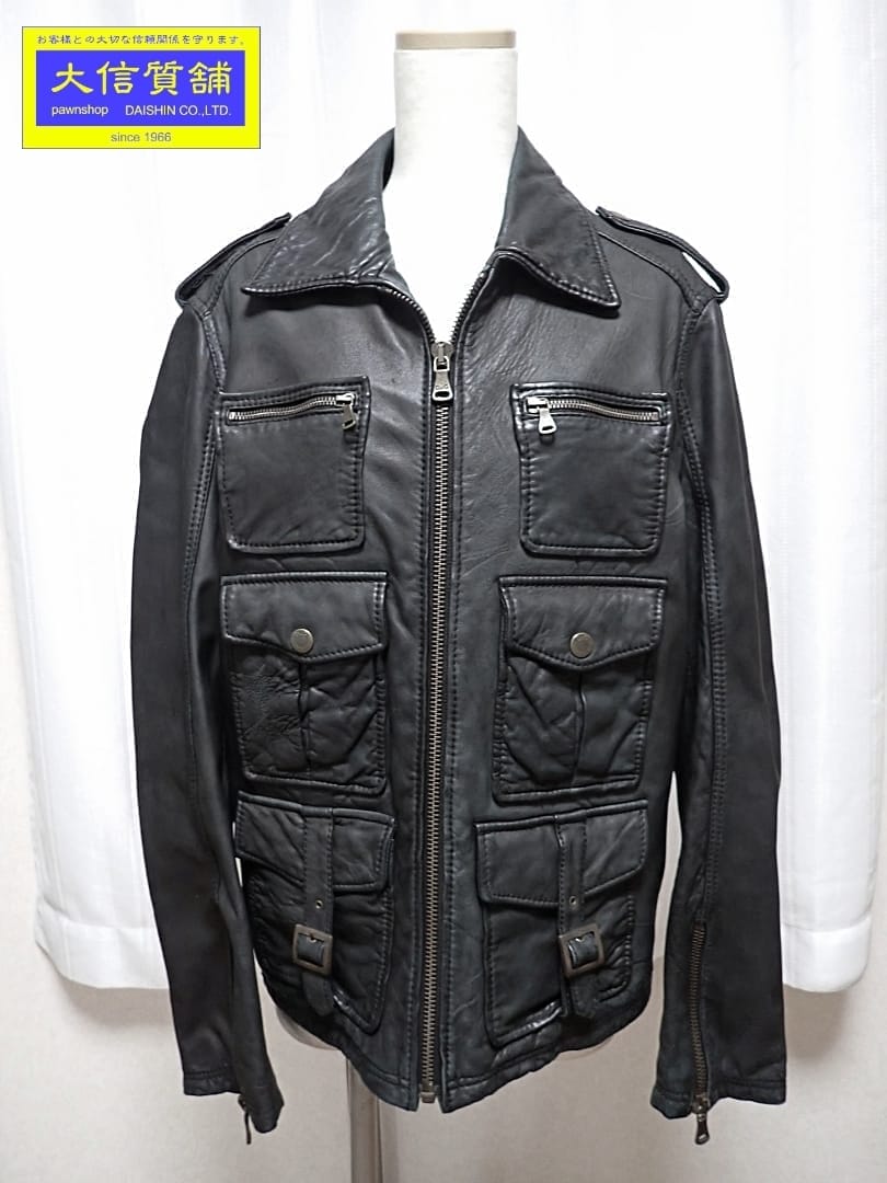 Rakuten - D&G ドルチェ＆ガッバーナ ラムレザージャケット 6ポケット 46 RB007 SE021 ブラック 中古B-【中古】【大信質舗】【質屋出店】管理番号：A-9260