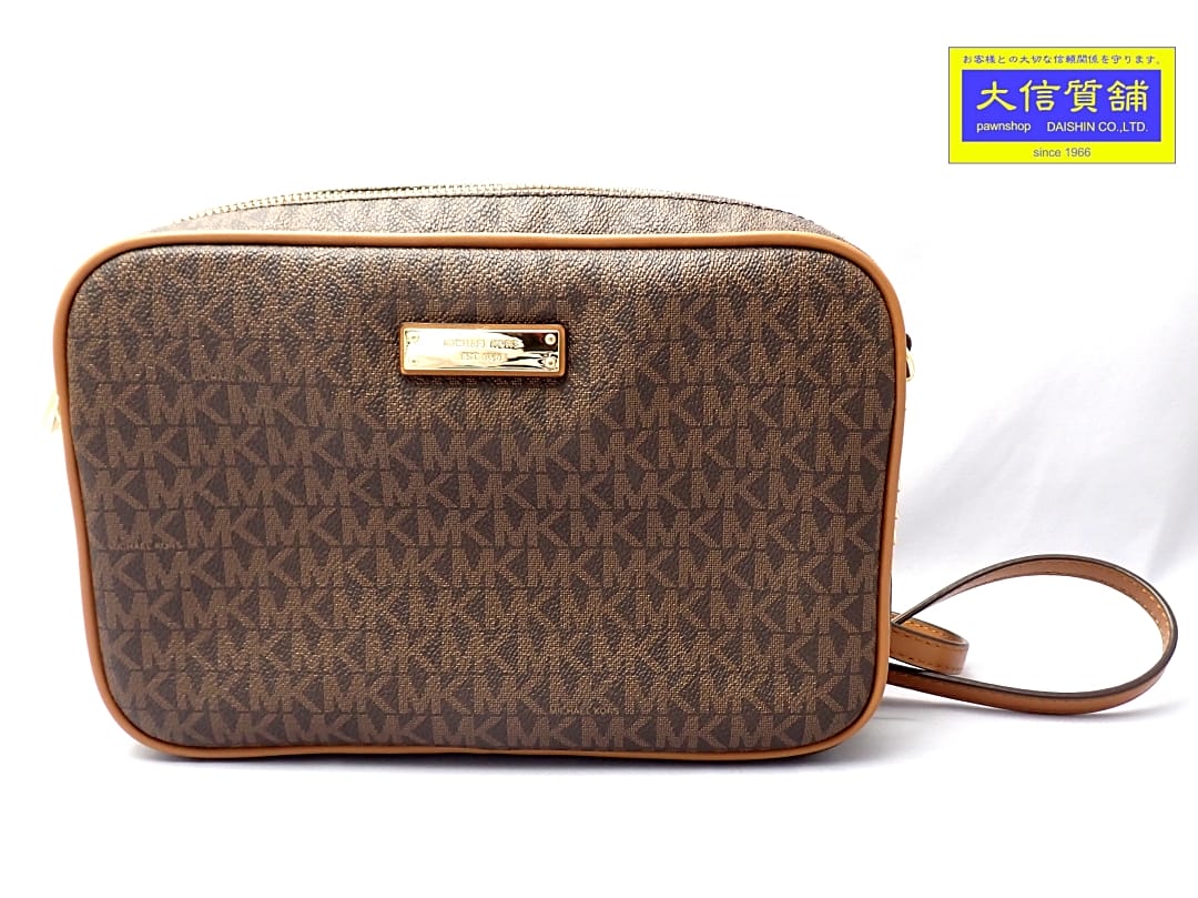 MICHAEL KORS マイケル コース MKシグネチャー チェーン ショルダーバッグ 32S7GJSC7B クロスボディ ブラウン 中古A管理番号：A-9281