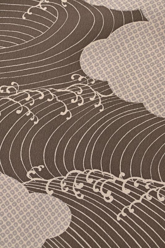 【ショップ評価★5ありがとう♪】着物だいやす 334■道中着■きもの衿　雲に立浪文　茶色　身長サイズ：L　ガード加工【正絹】【仕立て上がりコート】【送料無料】【新品】