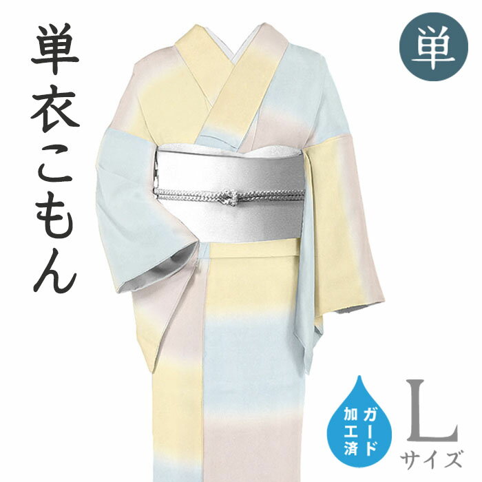 Rakuten - 【ショップ評価★5ありがとう♪】着物だいやす 565■小紋■菱健　桐壷ブランド　単衣　丹後ちりめん　横段ぼかし　身長サイズ：L　ガード加工【正絹】【仕立て上がり着物】【送料無料】【新品】