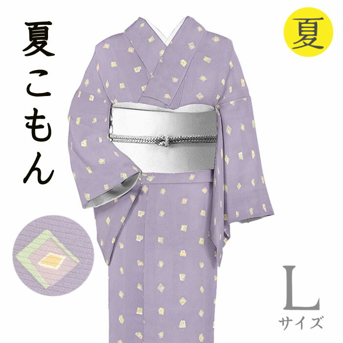 【ショップ評価★5ありがとう♪】着物だいやす SALE738■小紋■絽　幾何学文　枡ドット　紫苑色　夏　身長サイズ：L【正絹】【仕立て上がり..