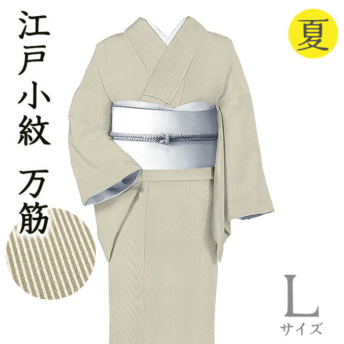 Rakuten - 【ショップ評価★5ありがとう♪】着物だいやす 515■江戸小紋■絽　万筋　ストライプ　夏　藍海松茶色×白　身長サイズ：L【正絹】【仕立て上がり着物】【送料無料】【新品】