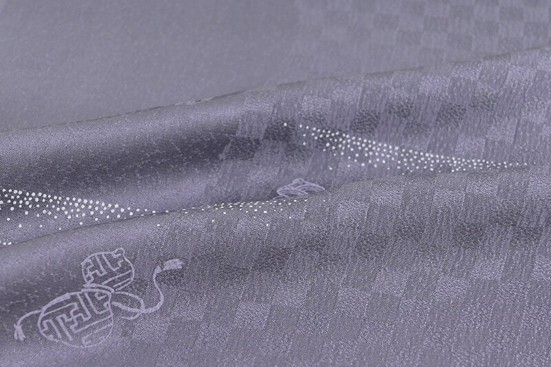 着物だいやす 179■帯揚げ■正絹　小紋柄　紋綸子　瓢箪に霞文　紫苑色【正絹】【和装小物】【送料無料】【新品】