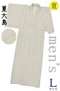 着物だいやす 917■男性用着物■夏大島 詰亀甲 無地感覚 men's 灰白色 身長サイズ:男L【正絹】【仕立て上がり着物】【仕立て替え】 洒落【送料無料】【中古】