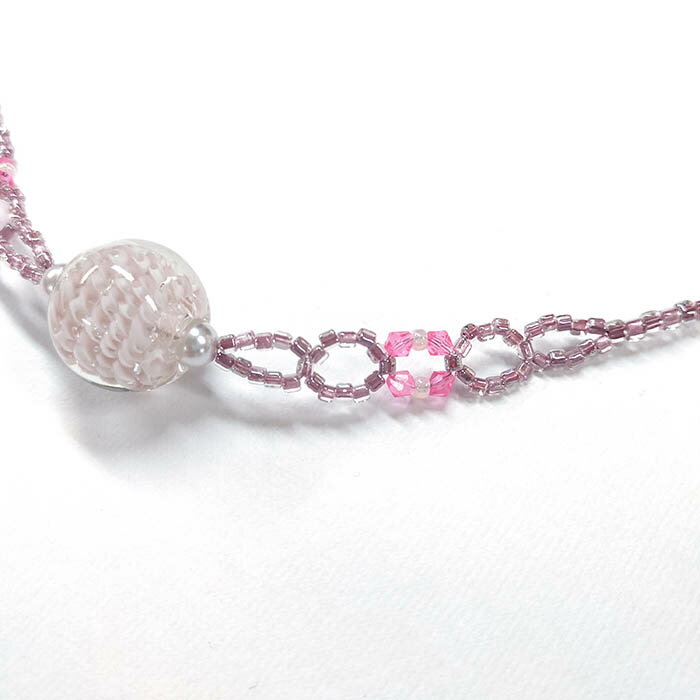 【ショップ評価★5ありがとう♪】着物だいやす 952■羽織紐■翠嵐工房　蜻蛉玉　ビーズ　日本製　女性用　桜色　ピンク【和装小物】【送料無料】【新品】