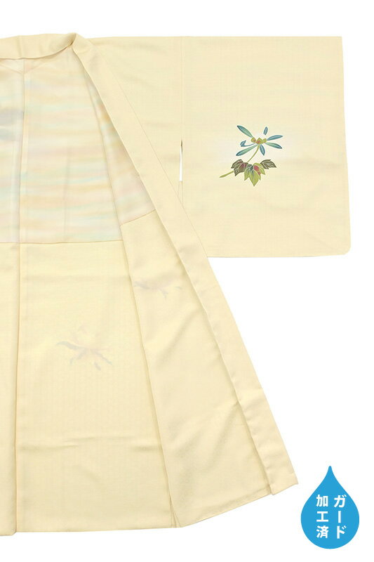 【ショップ評価★5ありがとう♪】着物だいやす 403■羽織■丹後ちりめん　手描き友禅　牡丹文　鳥の子色　絵羽柄　身長サイズ：L　ガード加工【正絹】【仕立て上がり羽織】　掲載【送料無料】【新品】