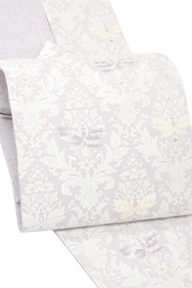 【ショップ評価★5ありがとう♪】着物だいやす 451■名古屋帯■西陣織　弥栄織物　襷華文　3シーズン　単衣にも　ライラック色【正絹】【仕立て上がり帯】【送料無料...