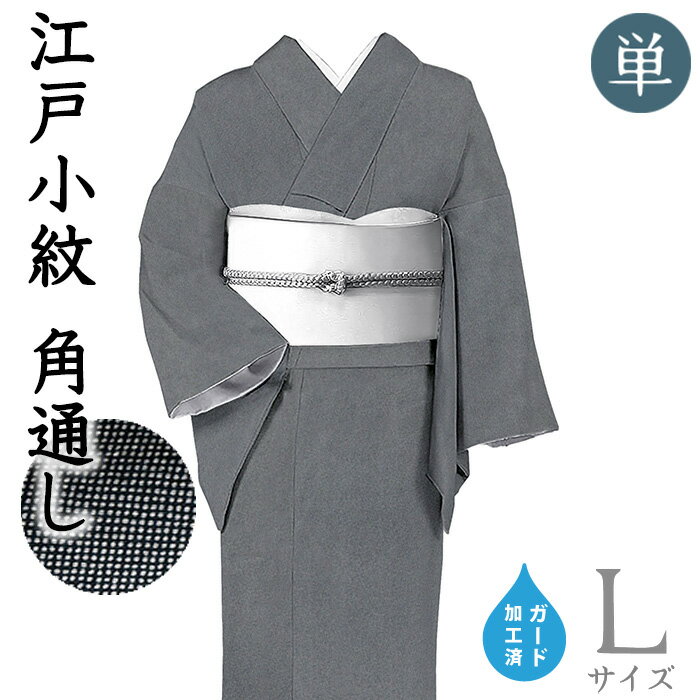 Rakuten - 【ショップ評価★5ありがとう♪】着物だいやす 594■江戸小紋■単衣　丹後ちりめん　角通し　保科祐彩作　黒　ガード加工　身長サイズ：L【正絹】【仕立て上がり着物】　掲載【送料無料】【新品】
