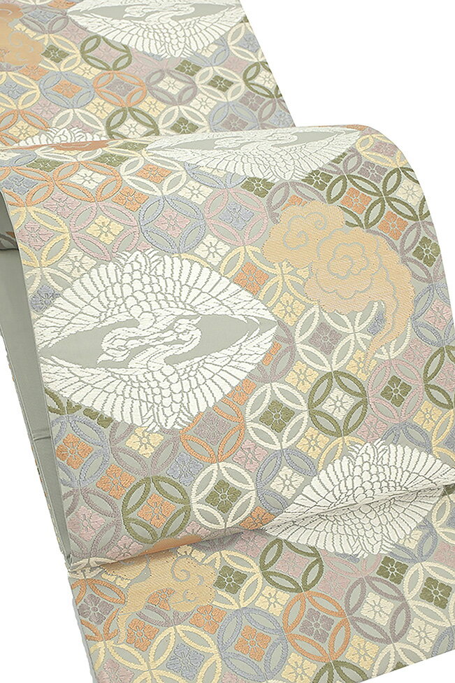 ご成約 SALE開催中!極逸品 名品 吉祥花鳥文　麗しきシャンパンカラー袋帯 SALE開催中!極逸品 名品 吉祥花鳥文 麗しきシャンパンカラー袋帯