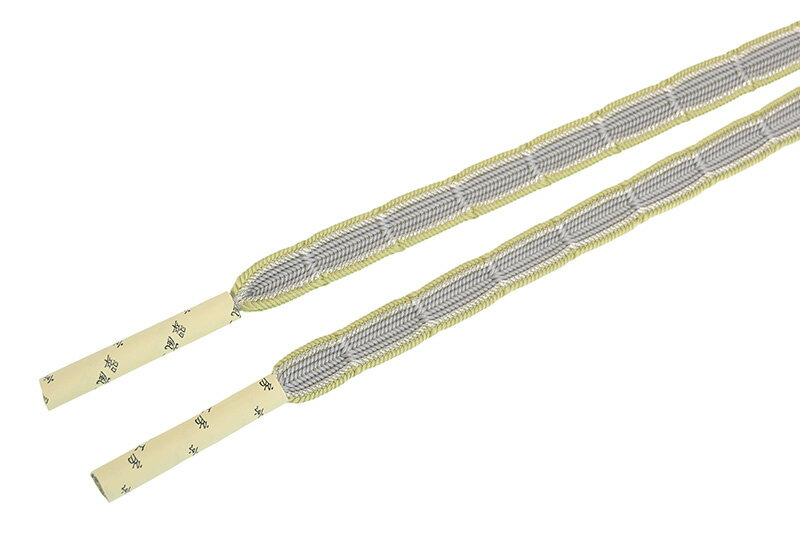 【ショップ評価★5ありがとう♪】着物だいやす 185■帯締め■翠嵐工房　京くみひも　綾竹組　竹節　淡薄鼠色×抹茶色　銀糸【正絹】【和装小物】【送料無料】【新品】