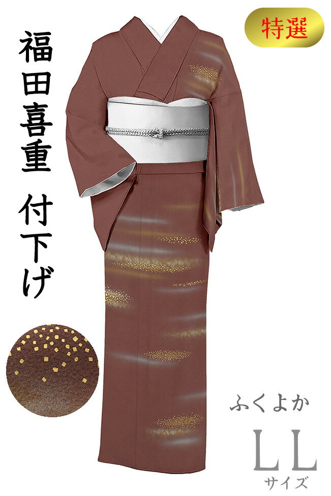 【ショップ評価★5ありがとう♪】着物だいやす 803■付下げ■レア♪人間国宝福田喜重　箔　霞文　海老色　身長サイズ：LL　ふくよか【正絹】【仕立て上がり着物】【仕立て替え】【送料無料】【中古】