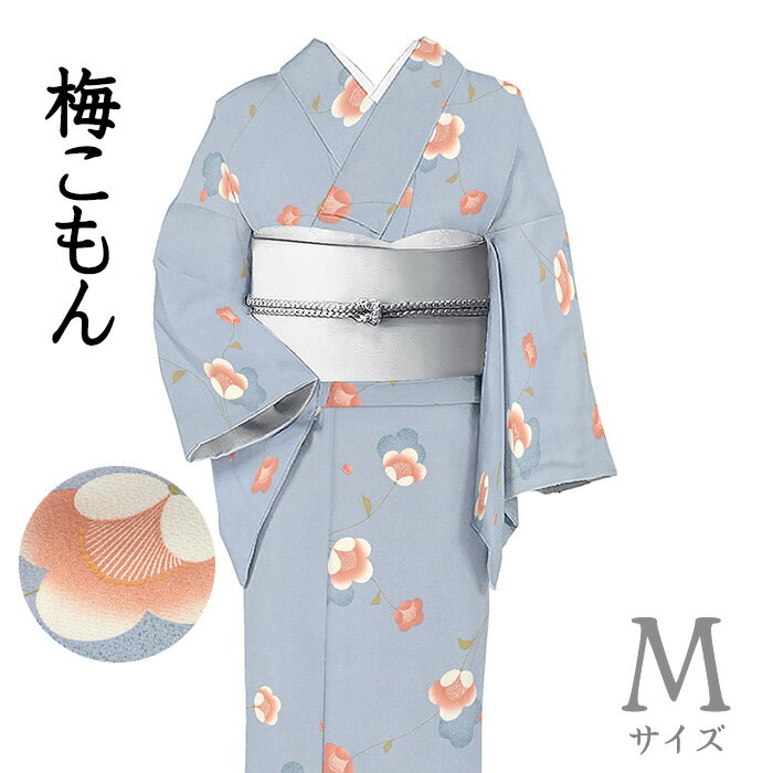 【ショップ評価★5ありがとう♪】着物だいやす 956■小紋■梅文　お花柄　薄藍鼠色　春・柄　冬柄　身長サイズ：M【正絹】【仕立て上がり着物】【送料無料】【中古】...
