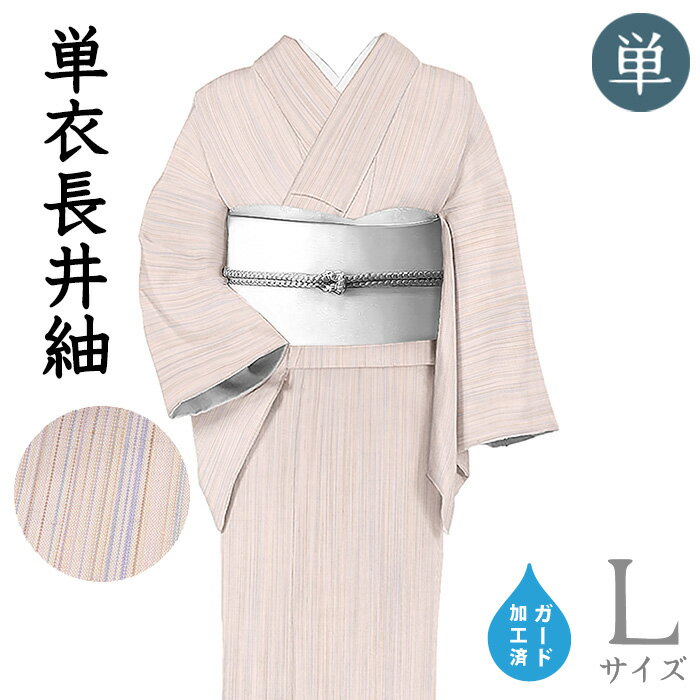 Rakuten - 【ショップ評価★5ありがとう♪】着物だいやす 850■紬■単衣　長井紬　渡源織物　紅花染　彩縞文　薄梅鼠色　身長サイズ：L　ガード加工【正絹】【仕立て上がり着物】【送料無料】【新品】