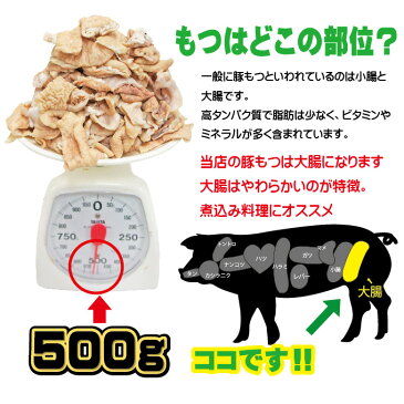 国産 豚もつ（大腸） 500 冷凍　カット済み 【訳あり】【豚モツ】【モツ煮込み もつ煮込み】【ホルモン焼き】【もつ鍋】10P03Dec16