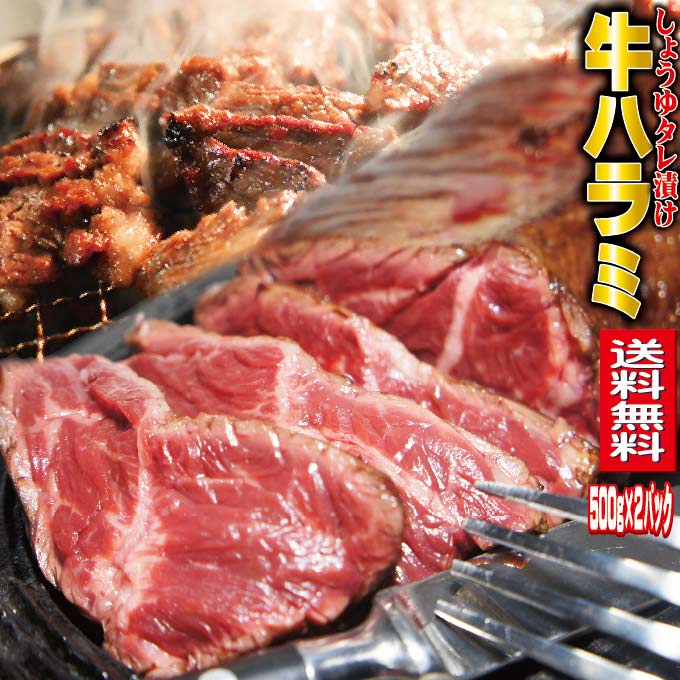 【送料無料】味付牛ハラミ 1kg 冷凍品（500g×2袋)　サガリ【バーベキュー BBQ】【焼肉】【ホルモン】2..