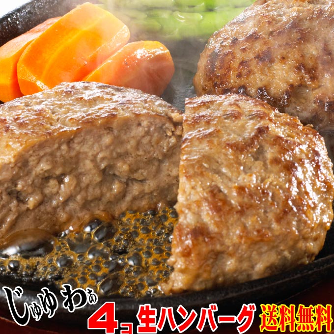 【送料無料】生ハンバーグ4個入