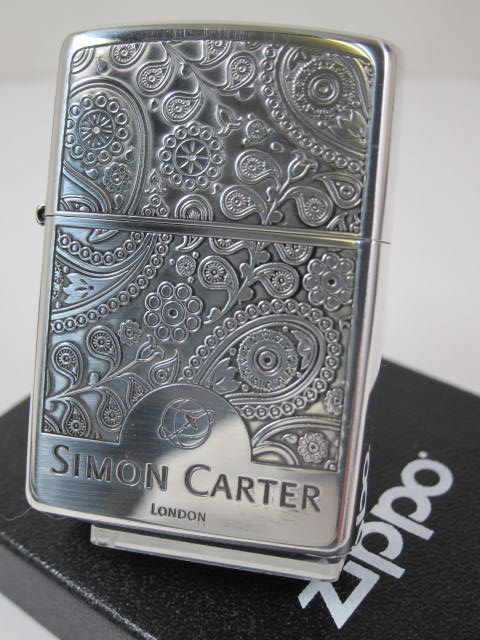 ジッポーライター:Zippo Simon Carter // サイモン カーター // ペイズリー フレーム SA SCP-018 エッチング 銀いぶし Lon...
