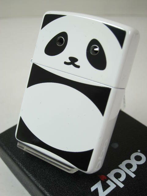 ジッポーライター: Zippo パンダ 【両面加工】 //ツートンカラー&スワロ// 《ブラック》 かわいい後姿 ぱんだ PANDA 動物 アニマル ★癒し★ ...