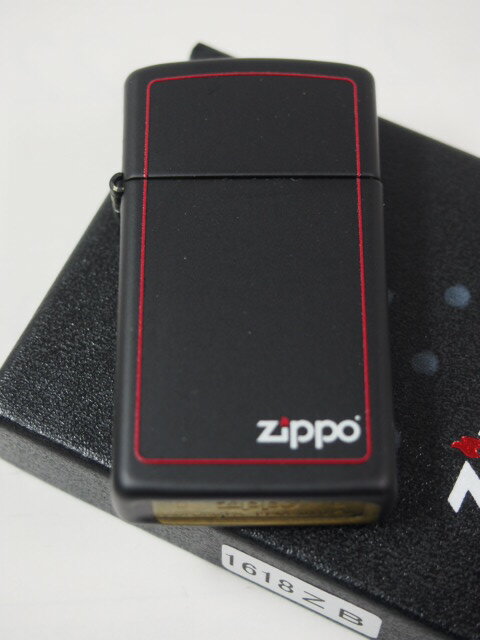 ジッポーライター： Zippo ブラックマット 【無地】 1618ZB スリム 『赤ライン』 黒 //Zippoロゴ＆Border// レッド ボーダー 【純正】 USA ☆おしゃれ ☆ 【あす楽対応】 【楽ギフ_包装】 【YDKG-tk】 【ジッポ】 【ジッポー】 【ライター】 【ダルマヤ】