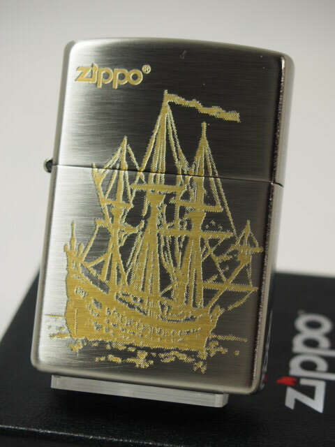 ジッポーライター: 絶版 Zippo 帆船 ハンセン // アート柄 // 船 ふね 【 金銀コンビ 】 シルバーゴールド 200 ☆ お洒落!!☆ 【あす楽対...