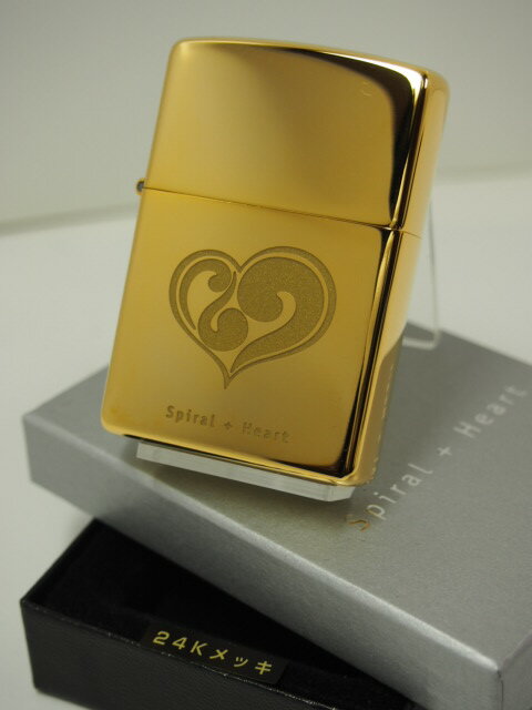 ジッポーライター： 絶版 Zippo スパイラルハート // ゴールド // レギュラー ☆ ハート ☆ 204 G 24金 ミラー 鍍金 彫刻 HEART ◆豪華!!◆ 【あす楽対応】 【楽ギフ_包装】 【父の日】 【母の日】 【ジッポ】 【ジッポー】 【ライター】 【ダルマヤ】