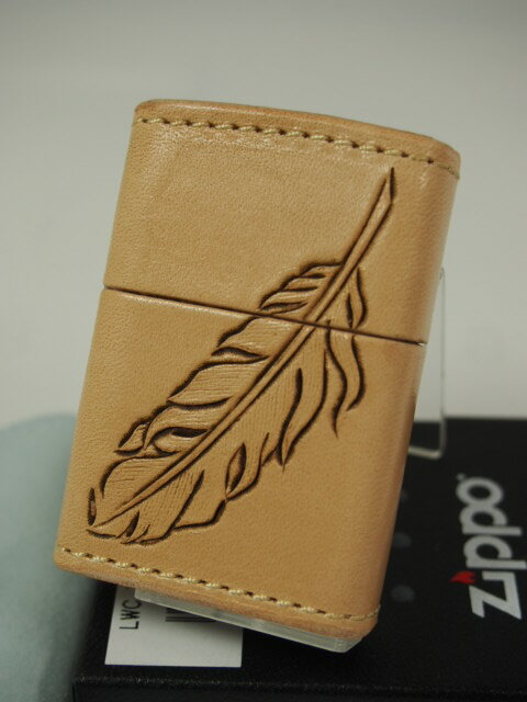 ジッポーライター: Zippo 革巻き 『レザー』 彫刻 // CHAOS // 羽根 LWC フェザー Leather Works カービング ハンドメイド ...