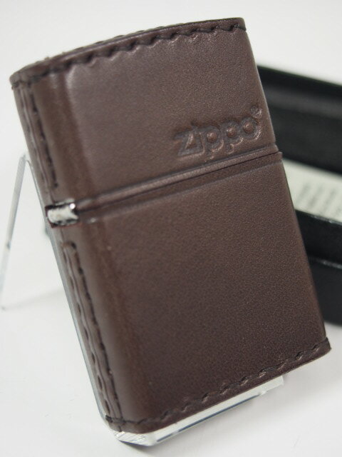 ジッポーライター: Zippo 革巻き 【 ロゴ 】 ブラウン こげ茶 無地 《レギュラー》 ☆プレーン☆ DB-5 ◆お洒落!!◆ 【あす楽対応】 【楽ギフ_...
