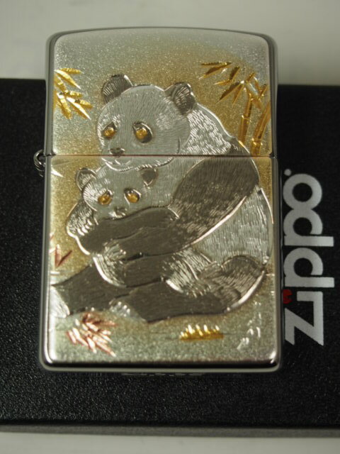 ジッポーライター: Zippo 電鋳板【 ぱんだの親子 】 200FB デンチュウバン ★ パンダ ★ 上野動物園 シャンシャン 親子パンダ ●かわいい● 【楽...