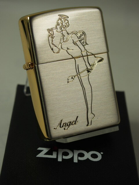 ジッポーライター： Zippo ウィンディー ガール 天使 // エンジェル ＆ デビル // 悪魔 サテン シルバー＆ゴールド 《レギュラー》 金銀 両面加工 ◆オシャレ◆ あす楽対応 楽ギフ_包装 母の日 父の日 ジッポ ジッポー ライター ダルマヤ ギフト プレゼント ラッピング