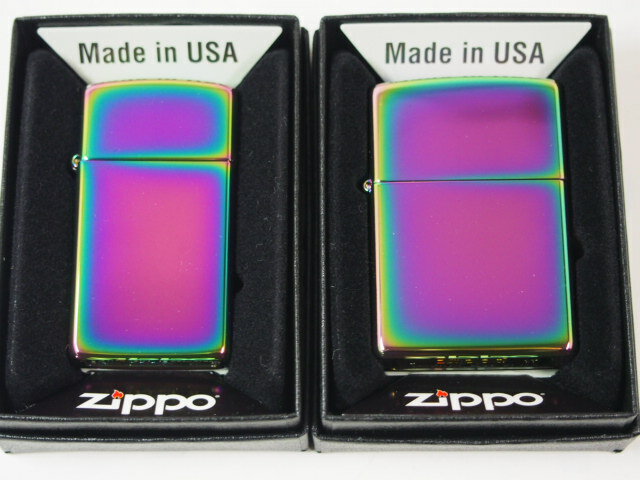 楽天Zippo Shop DARUMAYA：ダルマヤジッポーライター： Zippo ●ペア● スペクトラム Spectrum 【無地】 レギュラー＆スリム 2個セット 《無地》 虹色 #151＆#20493 プレーン ☆シンプル!!☆ 【あす楽対応】 【楽ギフ_包装】 【ジッポ】 【ジッポー】 【ライター】 【ダルマヤ】 【人気商品】 送料無料 送料込